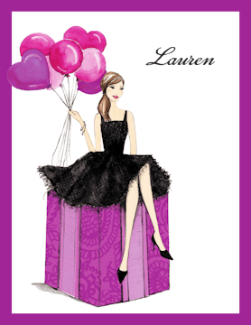 Fashionable Party Girl Folded Note