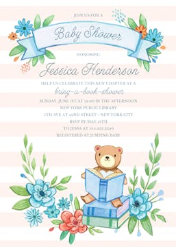 Book Baby Shower (Blue) Invitation
