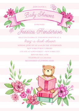 Book Baby Shower (Pink) Invitation