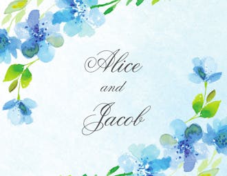 Blue Floral Folded Note