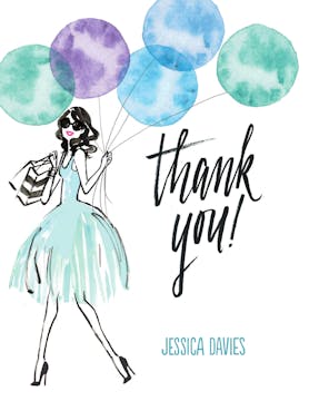 Whimsical Watercolor Balloons (Blue) Folded Note