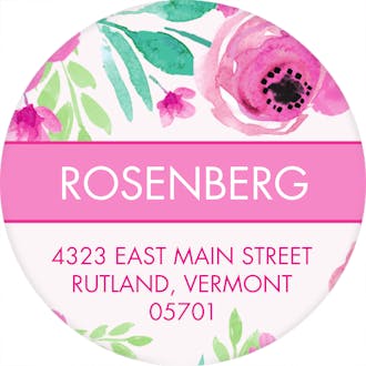 Bat Mitzvah Blossoms Round Address Label