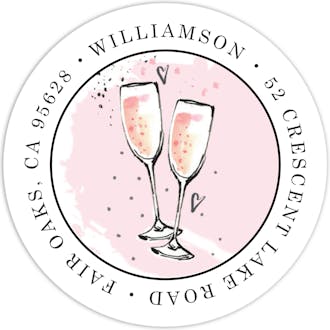Bubbly Pink Party Round Address Label