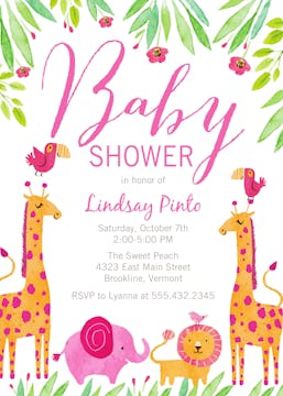 Baby Safari (Pink) Invitation