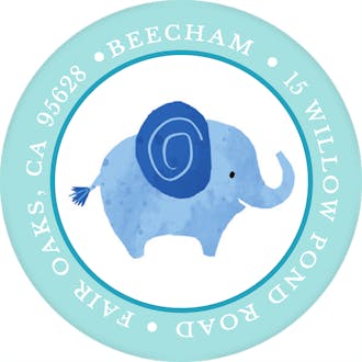 Baby Safari (Blue) Round Address Label