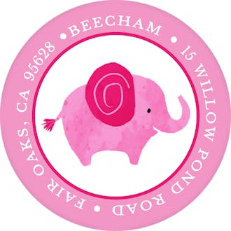 Baby Safari (Pink) Round Address Label