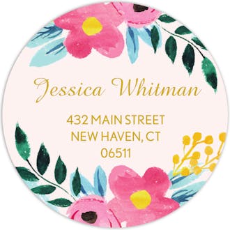 Floral Whimsy Grad Round Address Label