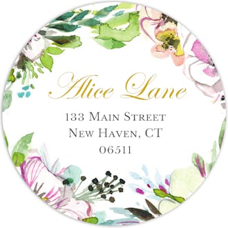 Rustic Floral Wreath Round Address Label