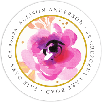 Blushing Floral Round Address Label
