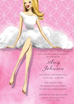 Lovely White Dress Pink (Blonde) Invitation