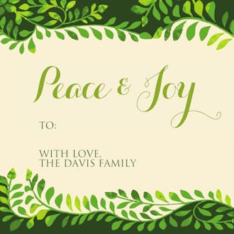 Peaceful Holiday Vines (Green) Gift Sticker