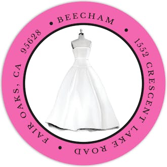 Bridal Dress Form Round Address Label