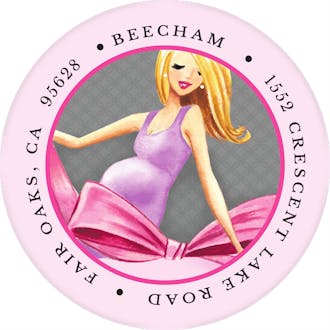 Expecting A Big Gift (Pink/Blonde) Round Address Label