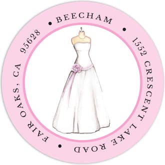 Wedding Dress Round Address Label
