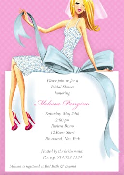 Beautiful Bride With Bow (Blonde) Invitation