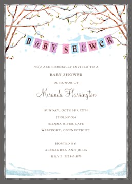Baby Bird Winter Shower Invitation