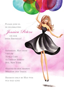 Floating Party Girl Invitation