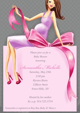 Expecting A Big Gift (Pink/Brunette) Invitation