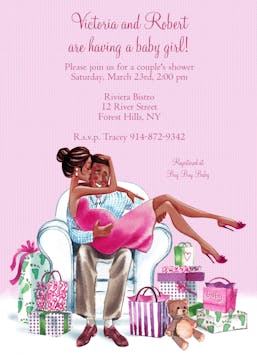 Kisses For Baby (Pink/Multicultural) Invitation