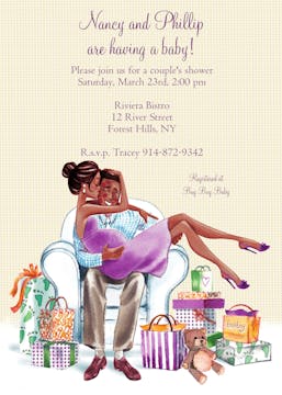 Kisses For Baby (Yellow/Multicultural) Invitation