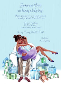 Kisses For Baby (Blue/Multicultural) Invitation