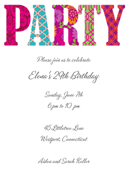 Pretty Patterned Party Invitation