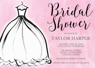 Silhouette Dress Bridal Shower Invitation - Pink