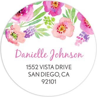 Watercolor Blossom White Return Address Sticker