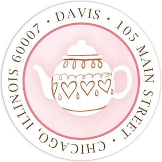 Bridal Tea Party Return Address Sticker - Pink