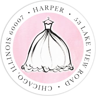 Silhouette Dress Return Address Sticker - Pink