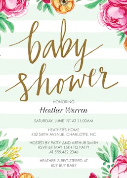 Baby Shower Stripes Foil Invitation