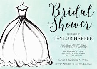 Silhouette Dress Bridal Shower Invitation - Blue