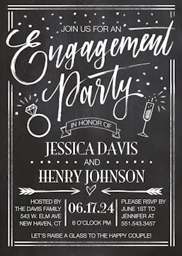 Chalkboard Whimsy Engagement Party Invitation