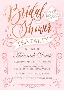 Bridal Tea Party Invitation - Pink