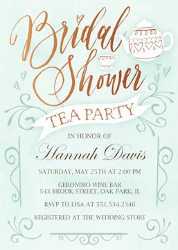 Bridal Tea Party Invitation - Blue