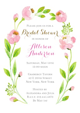 Pink Botanical Wreath Foil Invitation