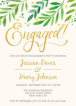 Lovely Leaves Engagement Party Invitation