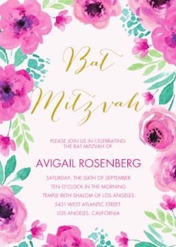 Bat Mitzvah Blossoms Invitation