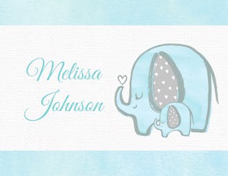 Baby Elephant - Blue Folded Note