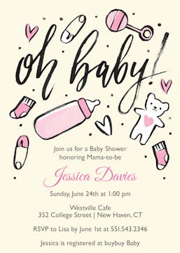 Baby Girl Icons Invitation