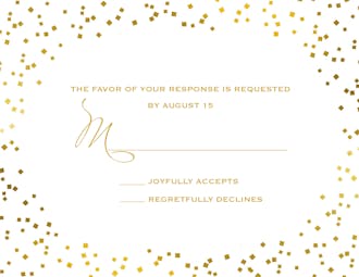 Gorgeous Gold Confetti Reply Card