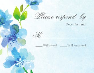 Blue Floral Reply Card
