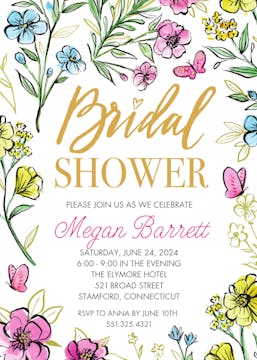 Butterfly Floral Bridal Shower Invitation