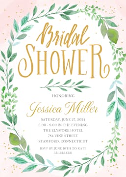Green Wreath Bridal Shower Invitation