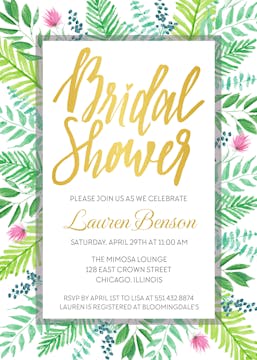 Vibrant Fern Bridal Shower Invitation