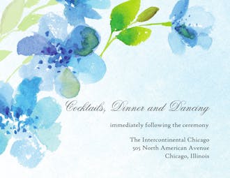 Blue Floral Reception Card