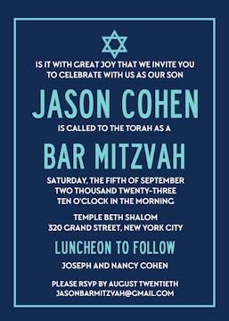 Modern Bar Mitzvah Invitation