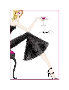 Cocktail Girl (Blonde) Folded Note