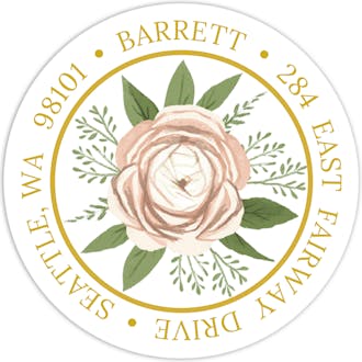 Floral Script   Round Address Label