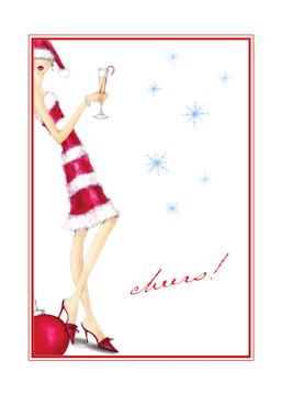 Candy Cane Fashion Girl Folded Holiday Greeting Card